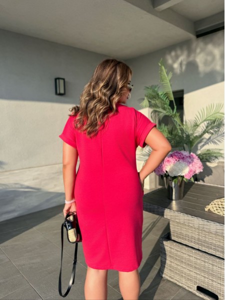 Жіноча літня сукня з малюнком малинового кольору 33490