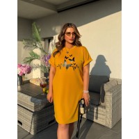 Жіноча літня сукня з малюнком жовтого кольору 33493