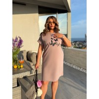 Жіноча літня сукня з малюнком пудрового кольору 33494