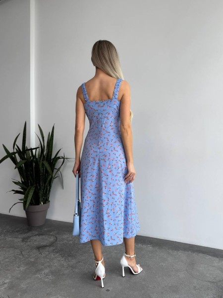 Жіноче літня сукня в квітку блакитного кольору 33497