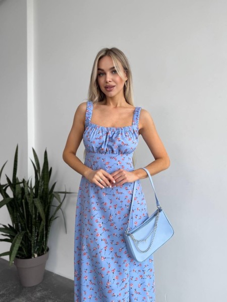 Жіноче літня сукня в квітку блакитного кольору 33497