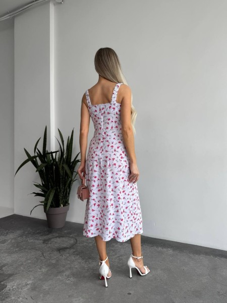 Жіноче літня сукня в квітку молочного кольору 33498