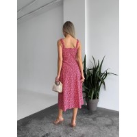 Женское летнее платье в цветок красного цвета 33499