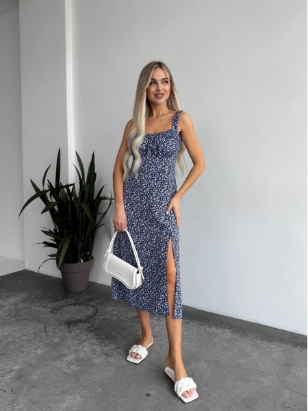 Жіноче літня сукня в квітку синього кольору 33501