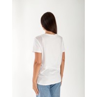 Жіноча футболка з сіточкою з боків білого кольору 33508