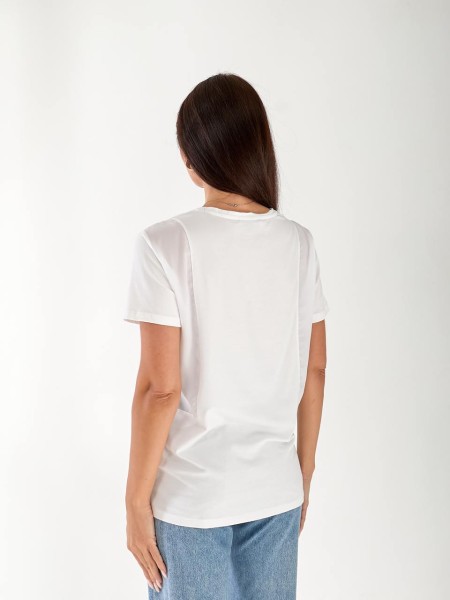 Жіноча футболка з сіточкою з боків білого кольору 33508