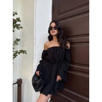 Літня сукня з відкритими плечима чорного кольору 33515