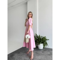 Класична сукня міді на ґудзиках рожевого кольору 33522