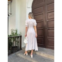 Класична літня сукня міді молочного кольору 33528