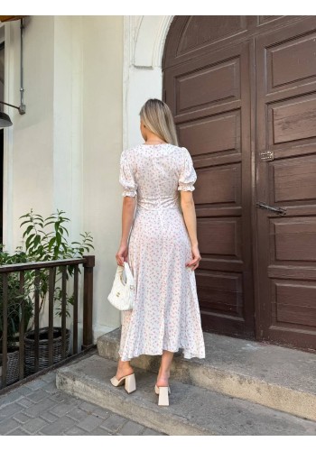Класична літня сукня міді молочного кольору 33528