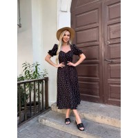 Класична літня сукня міді чорного кольору 33529