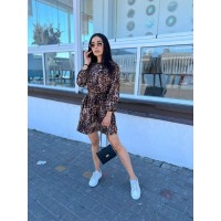 Сукня з поясом леопард коричневого кольору 33533