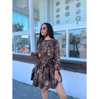 Сукня з поясом леопард коричневого кольору 33533