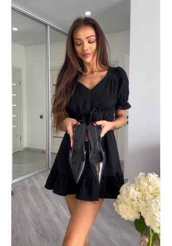 Муслинова сукня міні чорного кольору 33536