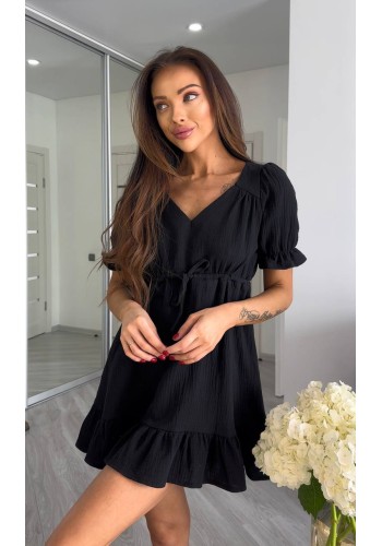 Муслинова сукня міні чорного кольору 33536