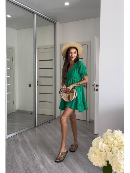 Муслинова сукня міні зеленого кольору 33537