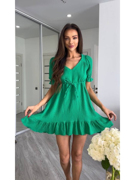 Муслинова сукня міні зеленого кольору 33537