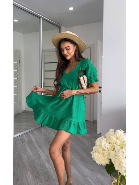 Муслинова сукня міні зеленого кольору 33537
