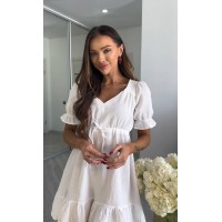 Муслинова сукня міні молочного кольору 33538