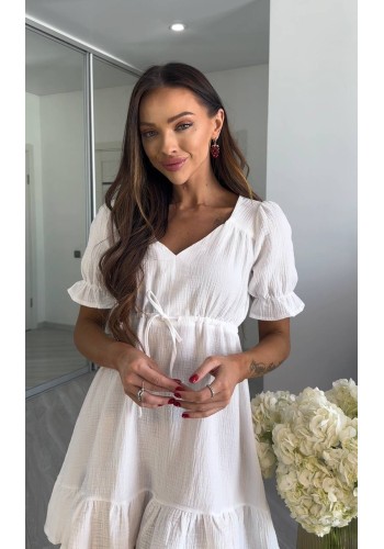 Муслинова сукня міні молочного кольору 33538