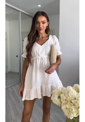 Муслинова сукня міні молочного кольору 33538