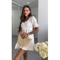 Муслинова сукня міні молочного кольору 33538