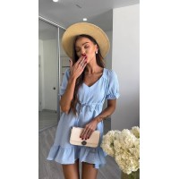 Муслинова сукня міні блакитного кольору 33539