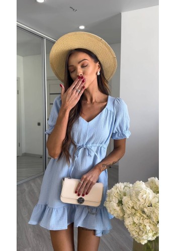 Муслинова сукня міні блакитного кольору 33539