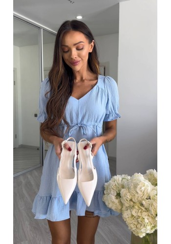 Муслинова сукня міні блакитного кольору 33539
