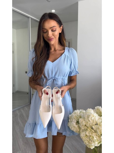 Муслинова сукня міні блакитного кольору 33539