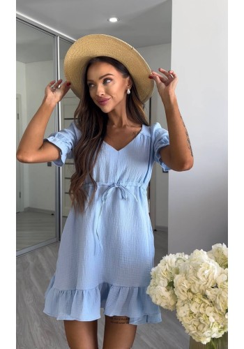 Муслинова сукня міні блакитного кольору 33539