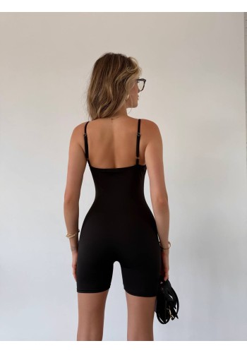 Жіночий літній комбінезон на бретельках чорного кольору 33548