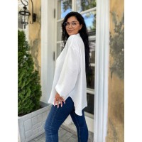 Жіноча сорочка з манжетами на резинці молочного кольору 33550