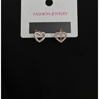 Сережки серце круглий замок золотого кольору 33554