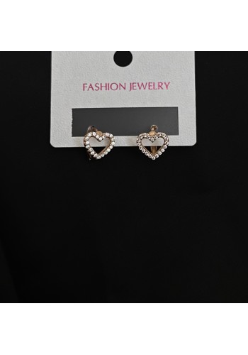 Сережки серце круглий замок золотого кольору 33554