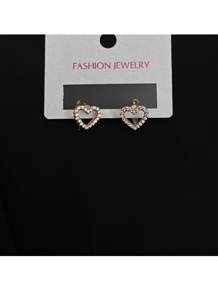 Сережки серце круглий замок золотого кольору 33554