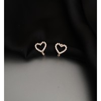 Сережки серце круглий замок золотого кольору 33554