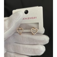 Сережки серце круглий замок золотого кольору 33554