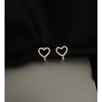 Сережки серце круглий замок срібного кольору 33555