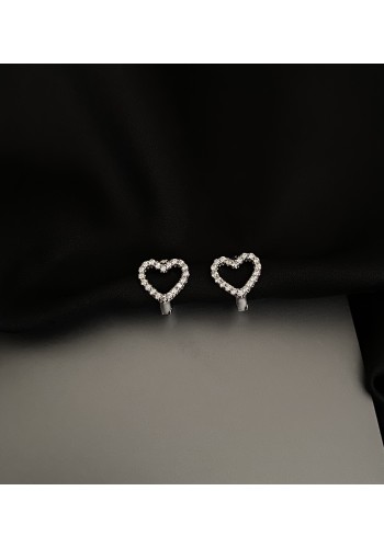 Сережки серце круглий замок срібного кольору 33555