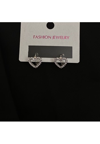 Сережки серце круглий замок срібного кольору 33555