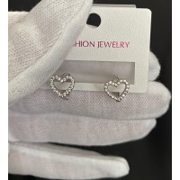 Сережки серце круглий замок срібного кольору 33555