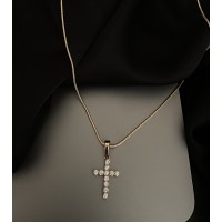 Підвіска хрестик з ланцюжком золотого кольору 33557