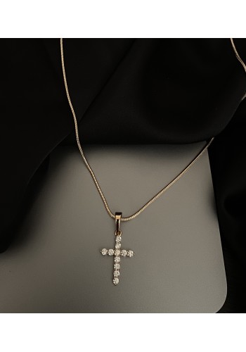 Підвіска хрестик з ланцюжком золотого кольору 33557