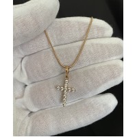 Підвіска хрестик з ланцюжком золотого кольору 33557