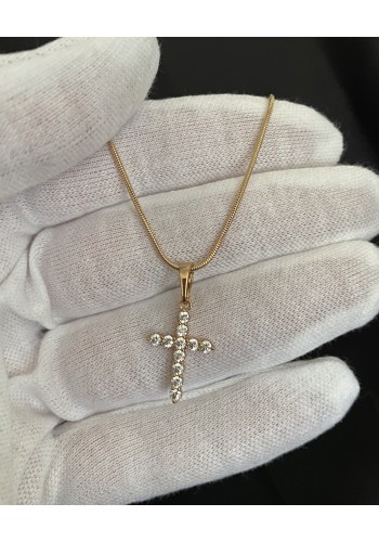 Підвіска хрестик з ланцюжком золотого кольору 33557