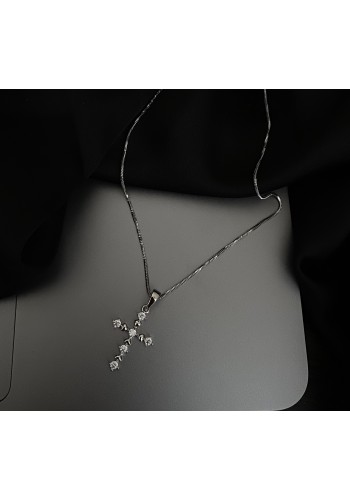 Підвіска хрестик з ланцюжком срібного кольору 33558