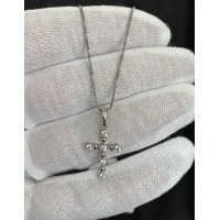 Підвіска хрестик з ланцюжком срібного кольору 33558