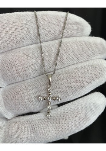 Підвіска хрестик з ланцюжком срібного кольору 33558