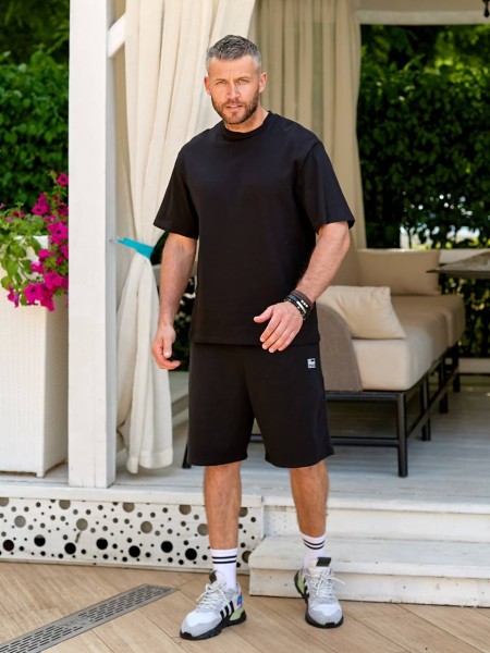 Чоловічий літній спортивний костюм чорного кольору 33561